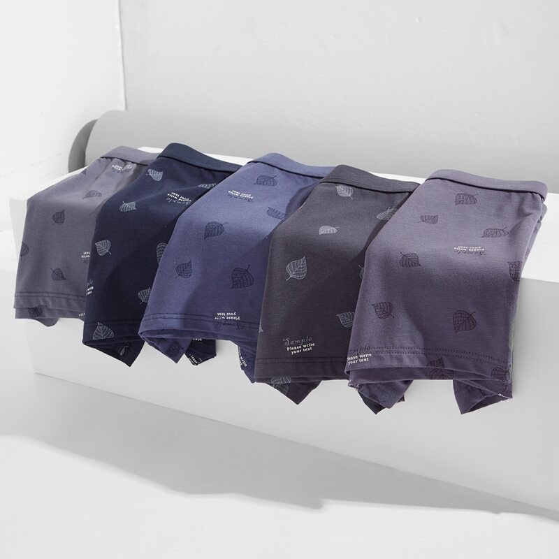 

Guys 5pcs Leaves Print Boxer Brief, Multicolor