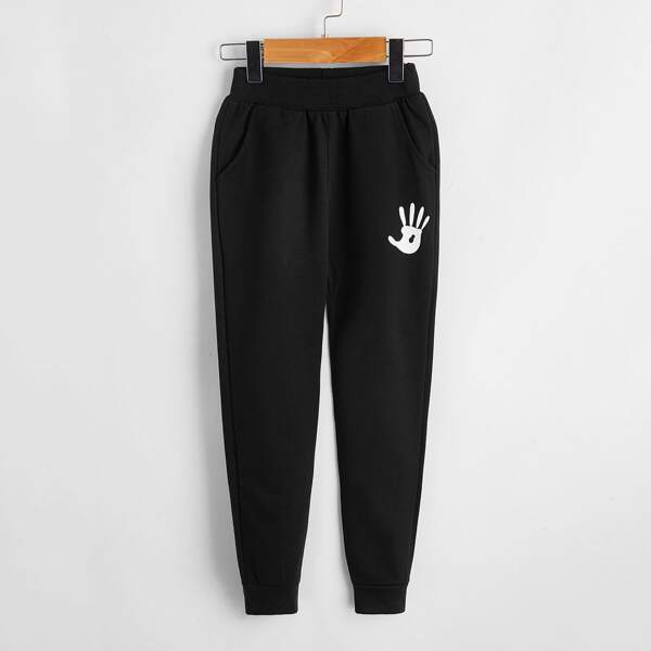 

Toddler Boys Hand Print Sweatpants, Black