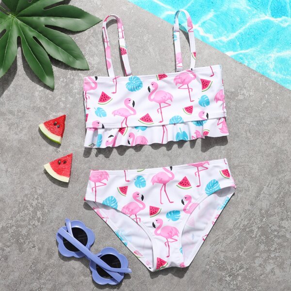 

Toddler Girls Flamingo & Tropical Bikini Swimsuit, Multicolor