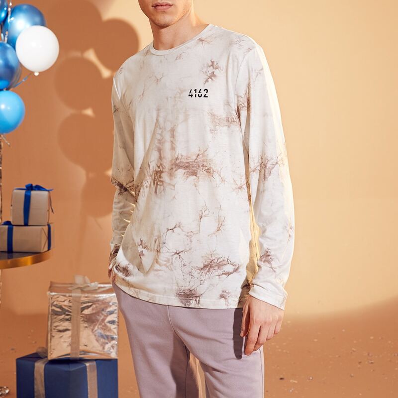 

Men Number Print Tie Dye Tee, White