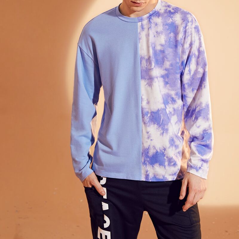 

Men Drop Shoulder Tie Dye Colorblock Tee, Multicolor