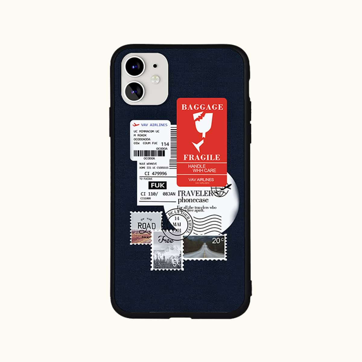 

Stamp Pattern Phone Case, Black