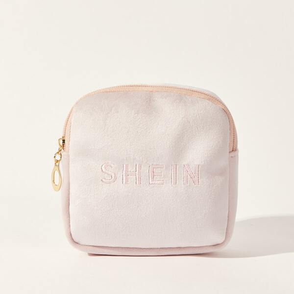 

SHEIN Portable Flannel Jewelry Bag, Pink