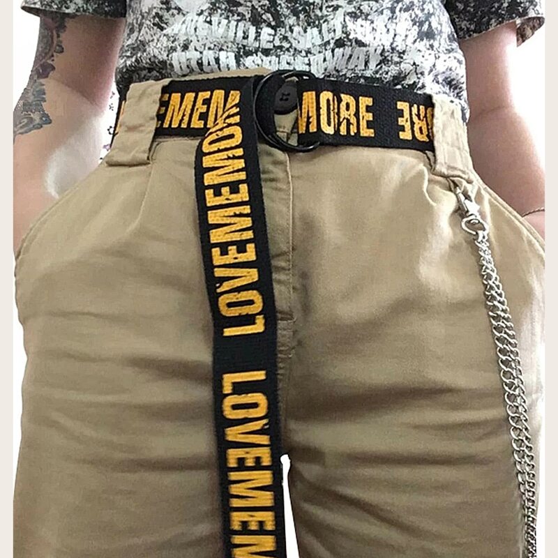 

Letter Print Tape Belt, Black