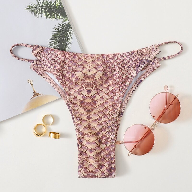 

Snakeskin Thong Bikini Bottom, Multicolor