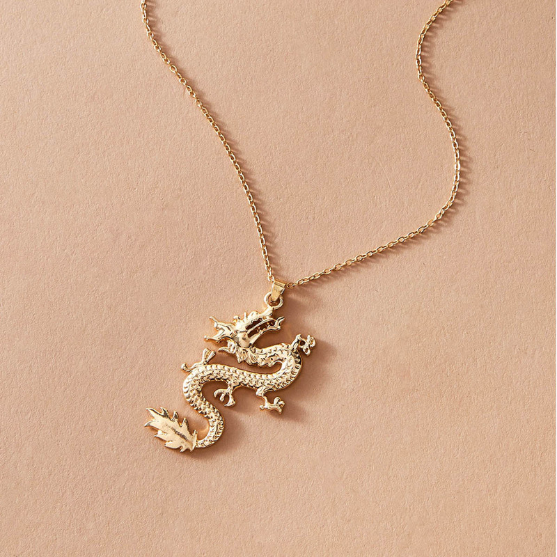

Chinese Dragon Pendant Necklace, Gold