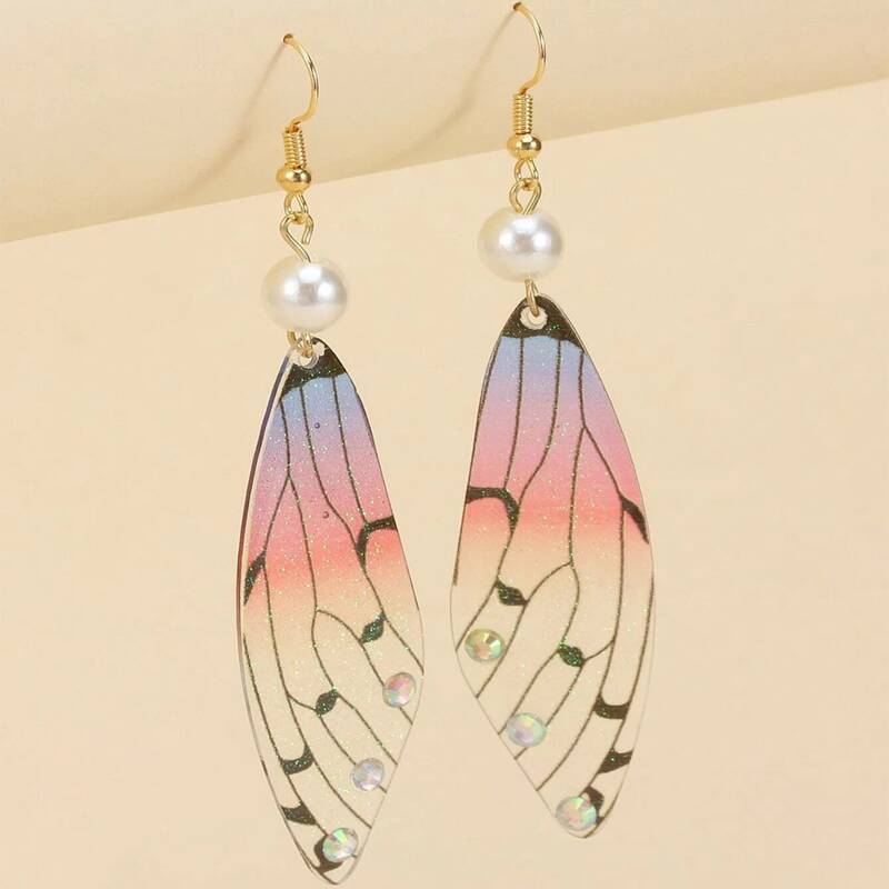

Butterfly Wing Drop Earrings, Multicolor