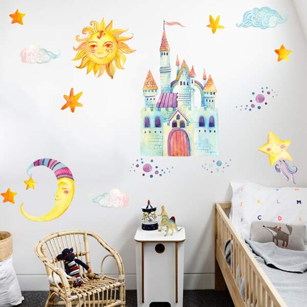 

Kids Castle Print Wall Sticker, Multicolor
