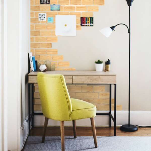 

10pcs Wood Grain Pattern Wall Sticker, Apricot