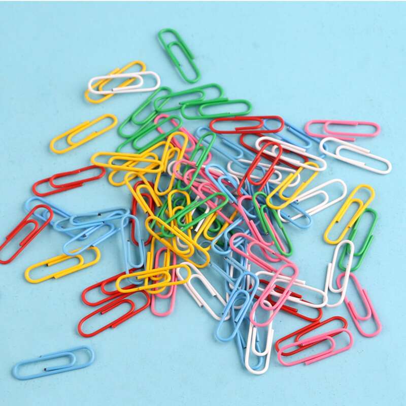 

100pcs Random Metal Paper Clip, Multicolor