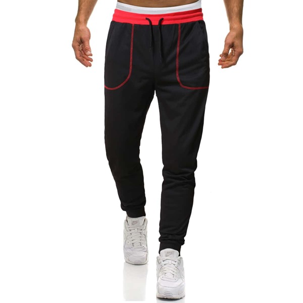 

Men Slant Pocket Drawstring Waist Sweatpants, Black