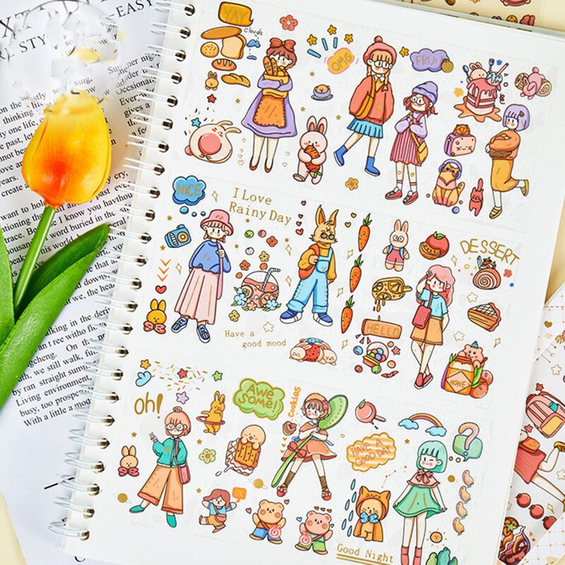 

4sheets Cartoon Graphic Random Sticker, Multicolor