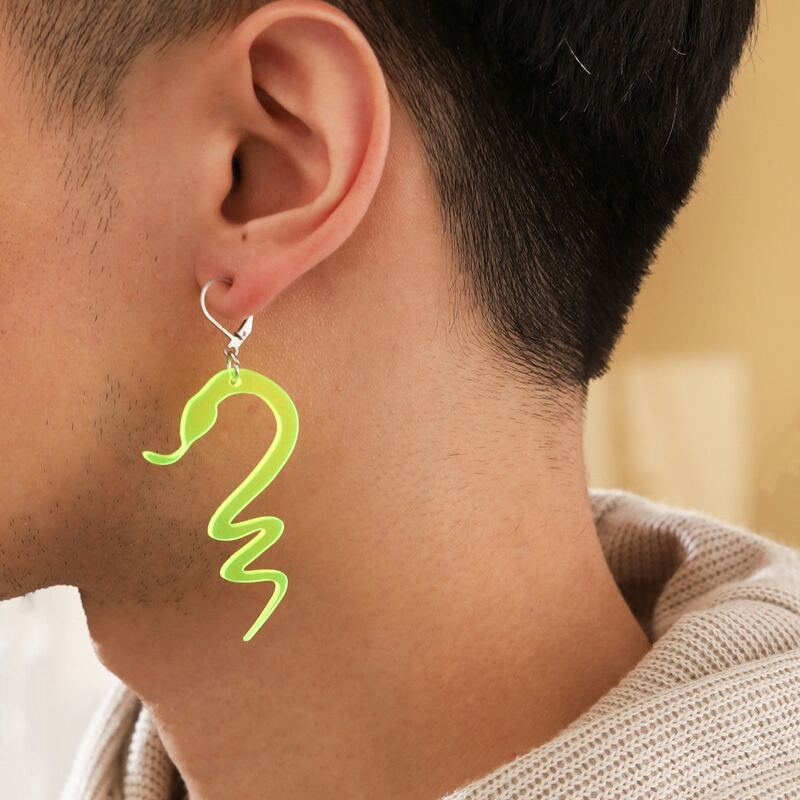 

Guys Snake Drop Earrings, Yellow neon