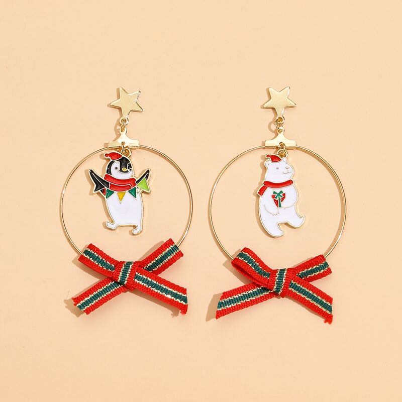 

Christmas Cartoon Ring Drop Earrings, Multicolor