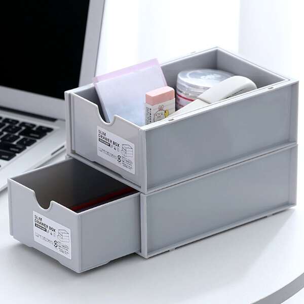 

1pc Plain Storage Box, Grey