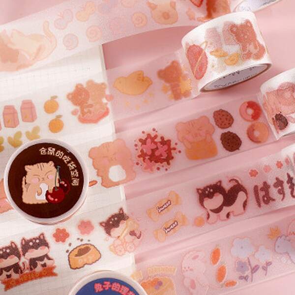 

2rolls Cartoon Graphic Random DIY Tape, Multicolor