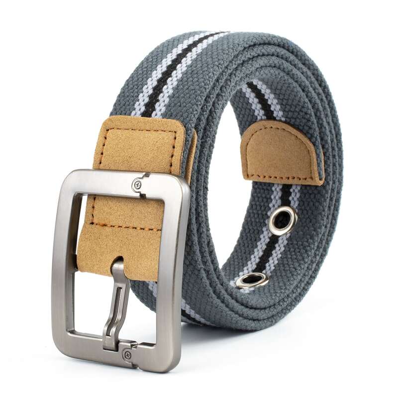 Guys Metal Buckle Tape Belt, Grey
