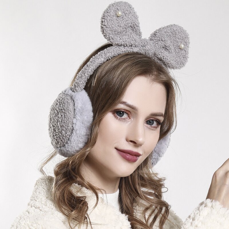 

Bow Decor Teddy Earmuffs, Grey