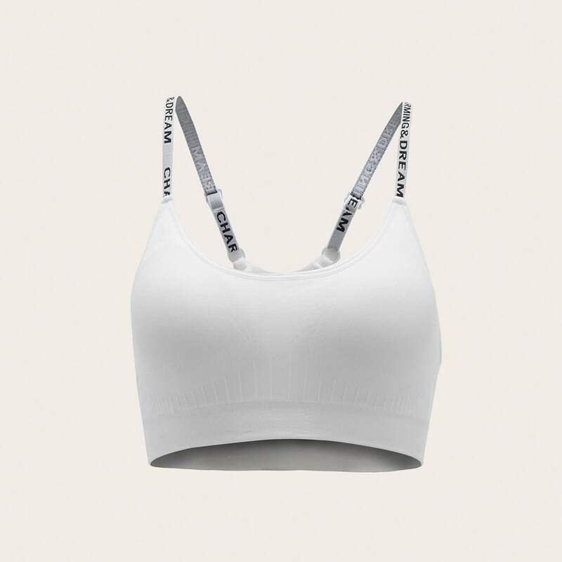 

Letter Tape Sports Bra, White