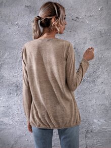 SHEIN LUNE 抽繩下擺素色外套 - 卡其色 - 查看 2