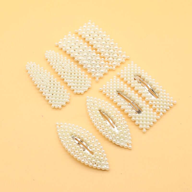 

8pcs Faux Pearl Hair Clip, White