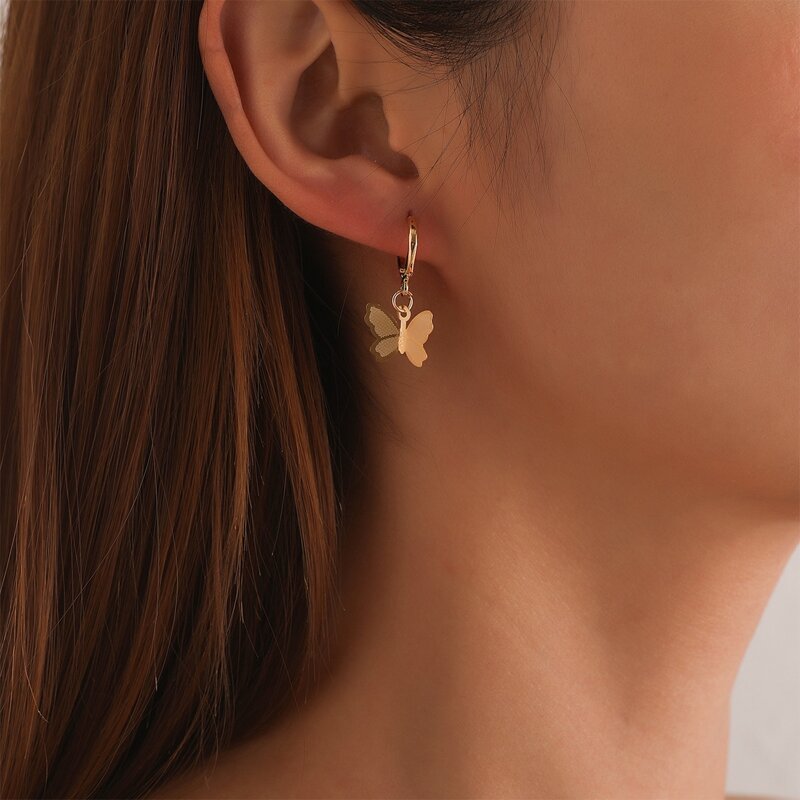 

Butterfly Drop Earrings, Gold