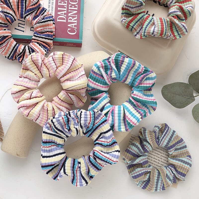 

2pcs Random Striped Scrunchie, Multicolor