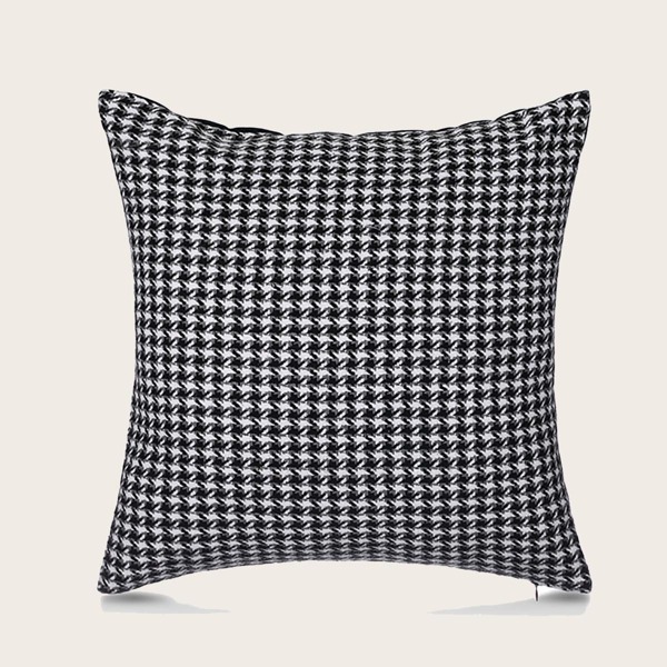 

Houndstooth Pattern Cushion Cover Without Filler, Black and white