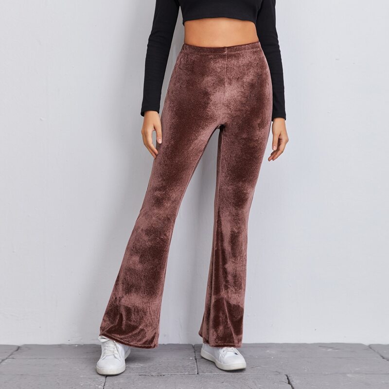 

Velvet Flare Leg Pants, Chocolate brown