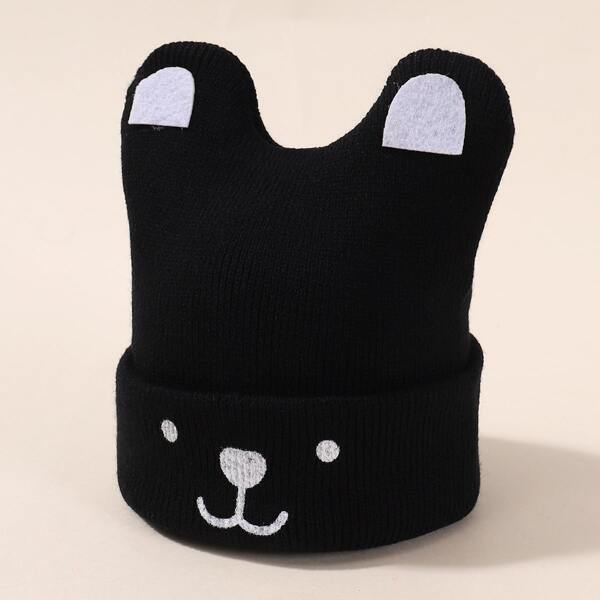 

Baby Embroidery Detail Beanie, Black