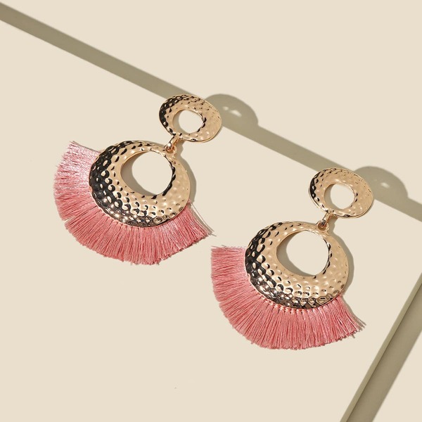 

Tassel Decor Drop Earrings, Pink