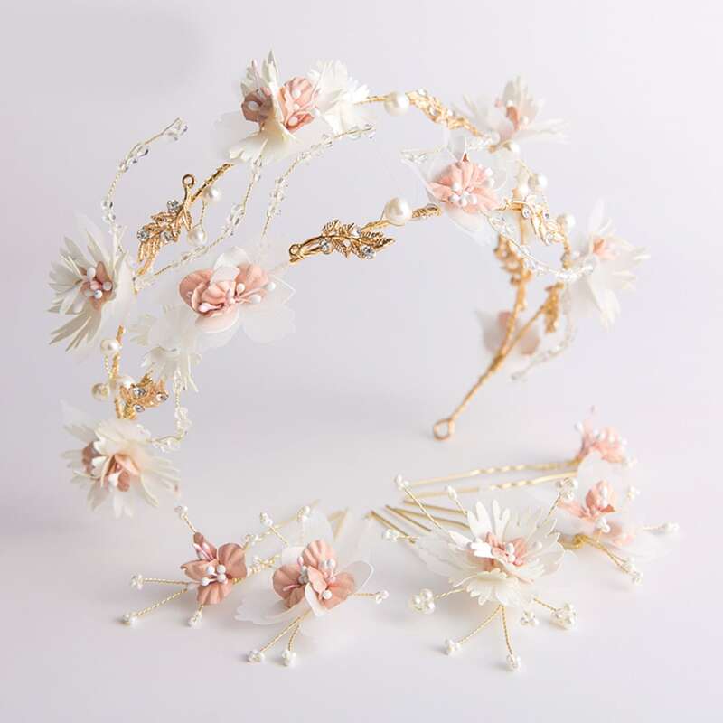 

6pcs Flower Decor Hair Hoop & Hair Pin, Pink