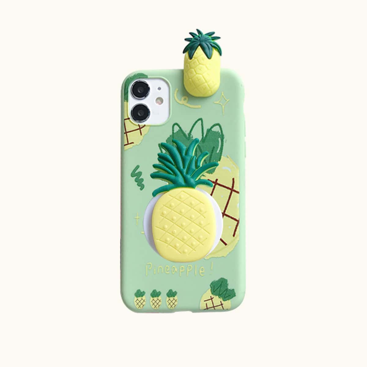 

1pc Pineapple Decor Phone Case With Holder, Multicolor