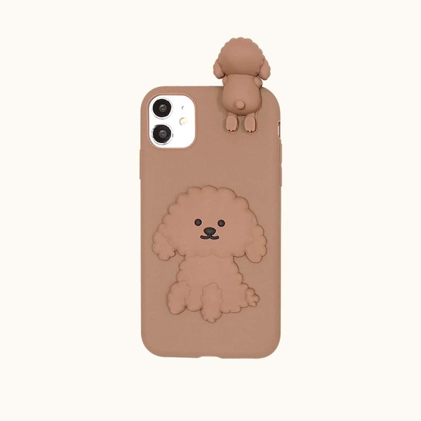 

1pc Cute Phone Case With Cartoon Shaped Pop-Out Phone Grip, Brown