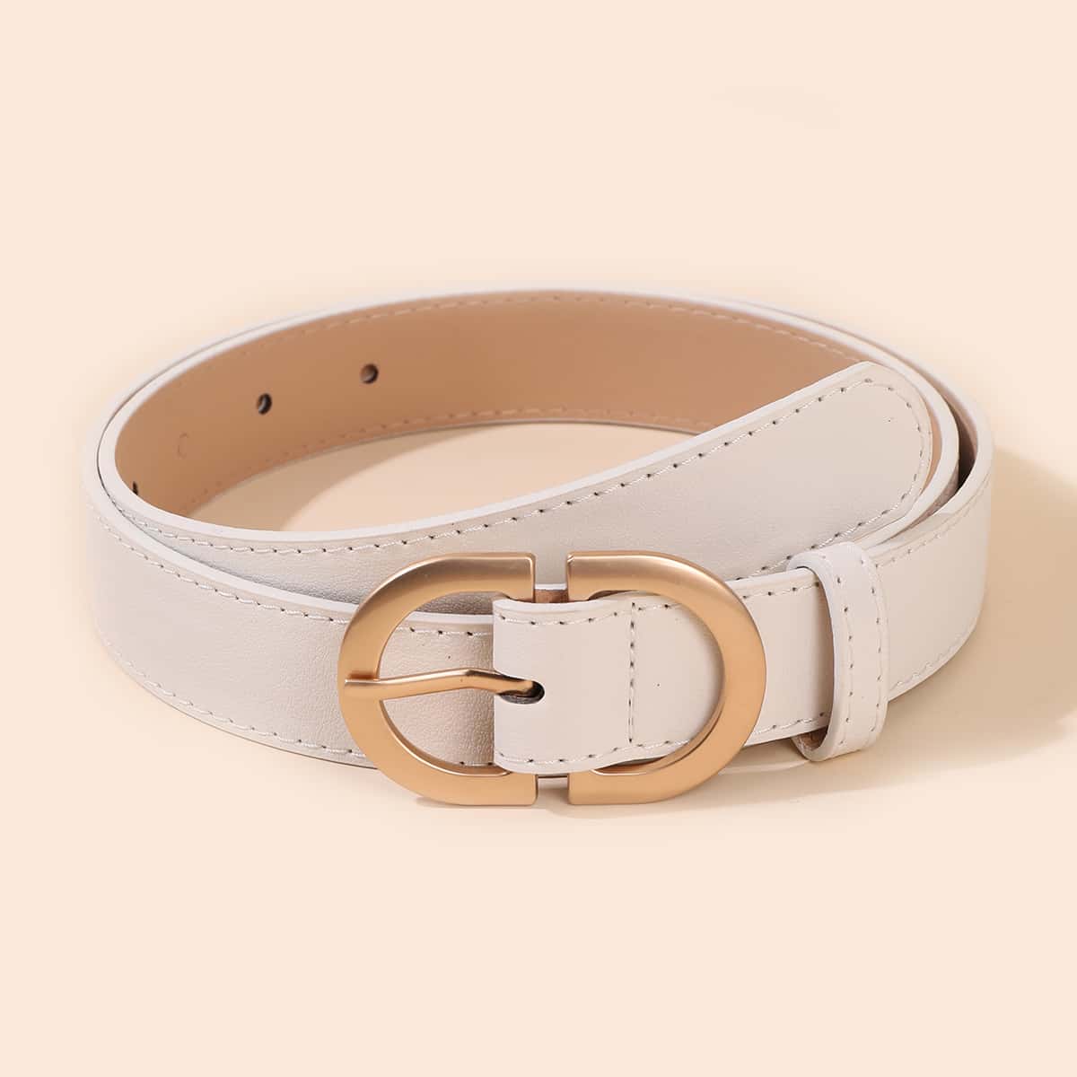 

Oval Buckle Belt, White