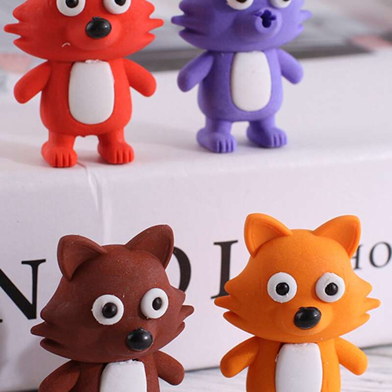 

5pcs Cartoon Fox Random Eraser, Multicolor