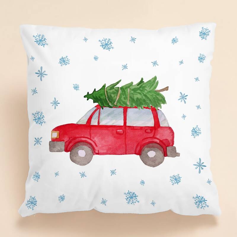 

Christmas Tree Print Cushion Cover Without Filler, White