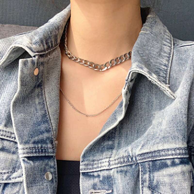 

Layered Chain Necklace, Silver