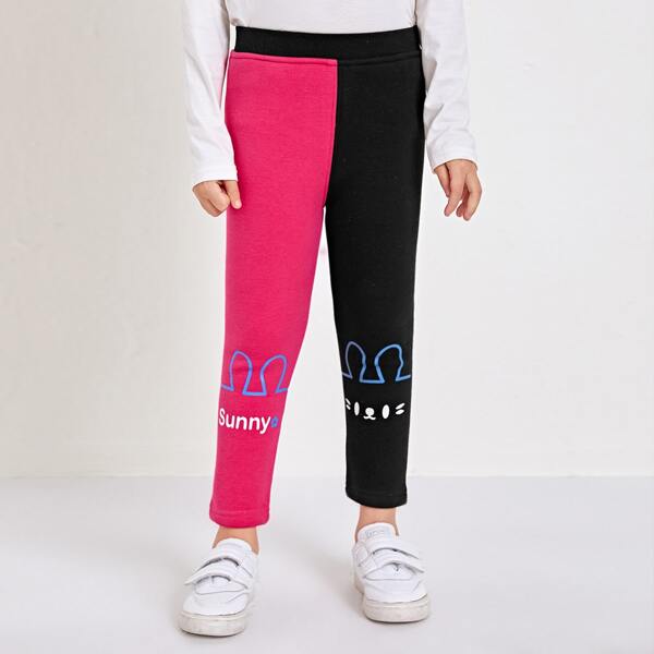

Toddler Girls Colorblock Cartoon Graphic Pants, Multicolor
