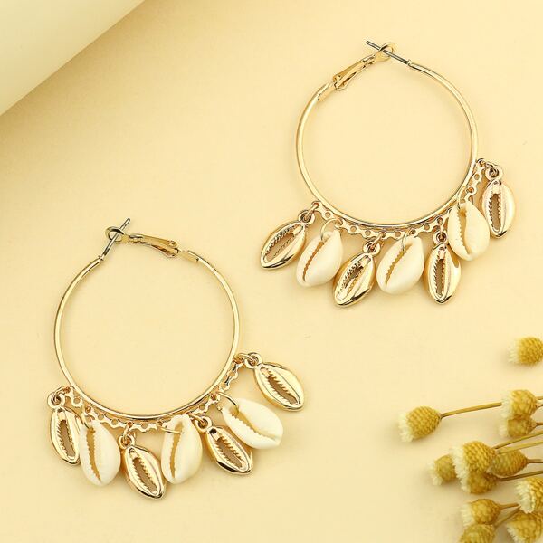 

Shell Drop Earrings, Gold