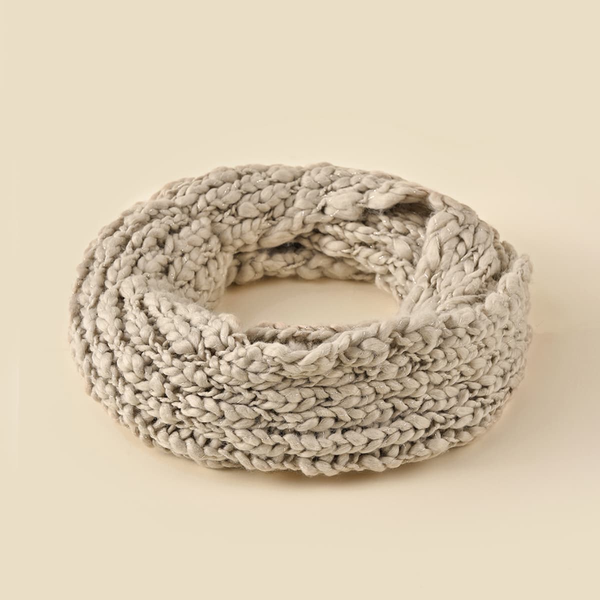 

Knitted Infinity Scarf, Beige