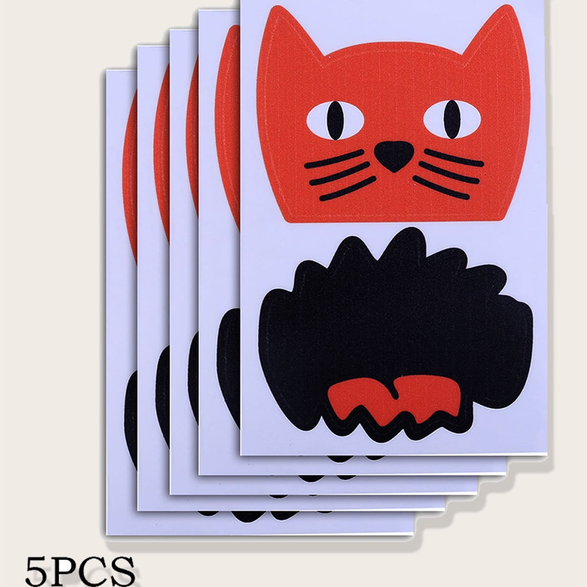 

5pcs Cartoon Cat Sticker, Multicolor