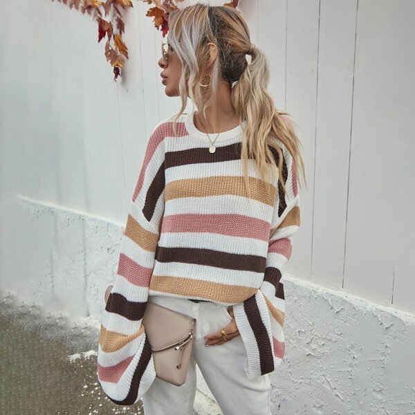 

Striped Drop Shoulder Sweater, Multicolor