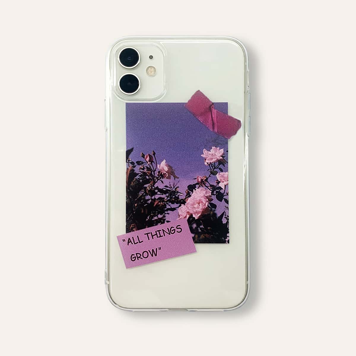 

Flower Pattern Clear iPhone Case, Multicolor
