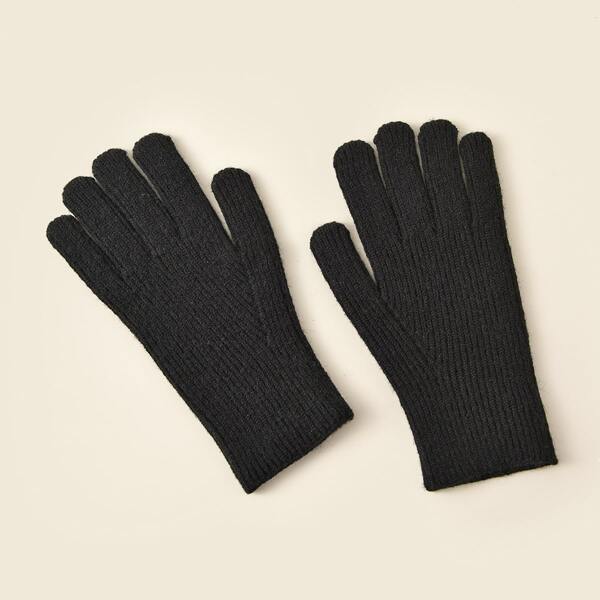 

Solid Knitted Gloves, Black