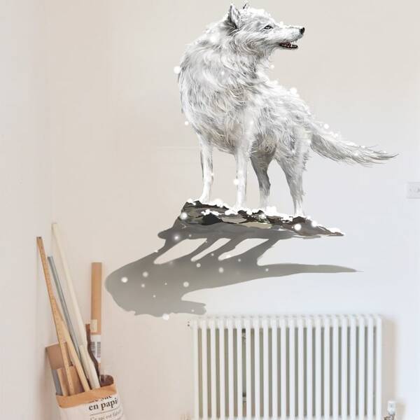 

Wolf Print Wall Sticker, White