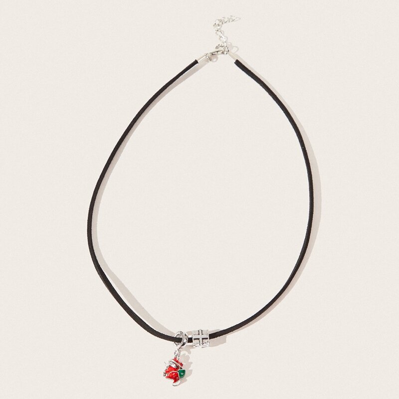 

Christmas Santa Claus Pendant Necklace, Black