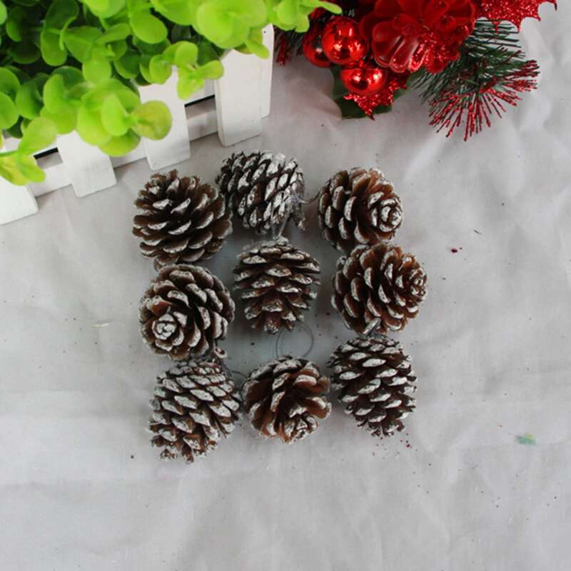 

9pcs Christmas Pinecone Shaped Decorative Pendant, Multicolor