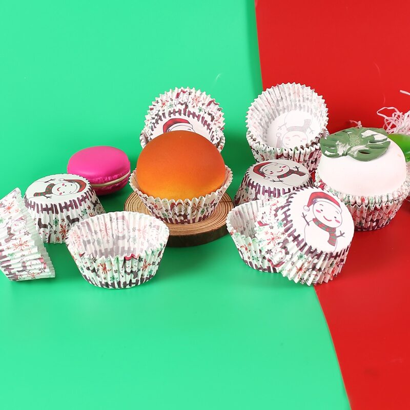 

100pcs Snowman Print Cake Cup, Multicolor