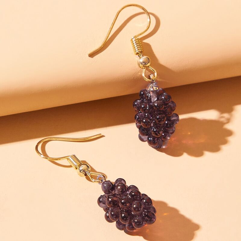 

Grape Drop Earrings, Purple